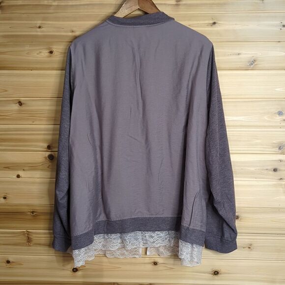 LOGO Lori Goldstein Womens Jackets 28W Purple Lightweight Jacket Lace Trim - Picture 5 of 10